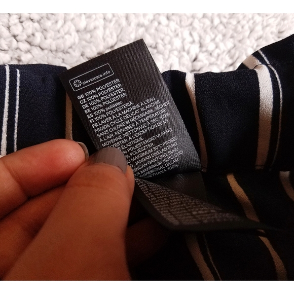 H&M high waist,navy blue & white striped pants NWT - Picture 5 of 7